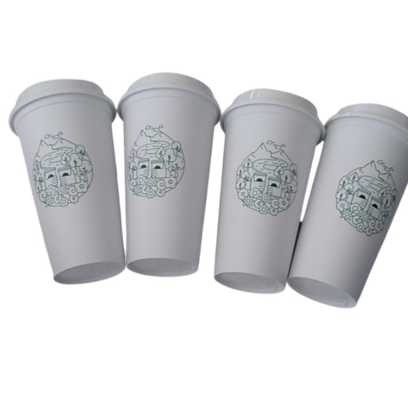 Starbucks Earth Day Green Reusable Hot Drink Cups, 16 oz., set of 4 - Picture 1 of 5